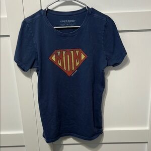 Life is Good Blue Super Mom T-Shirt - Medium